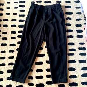 Tapered, black dress pants